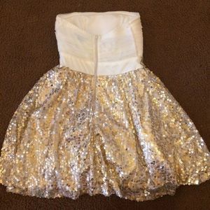 White and Gold Party Dress